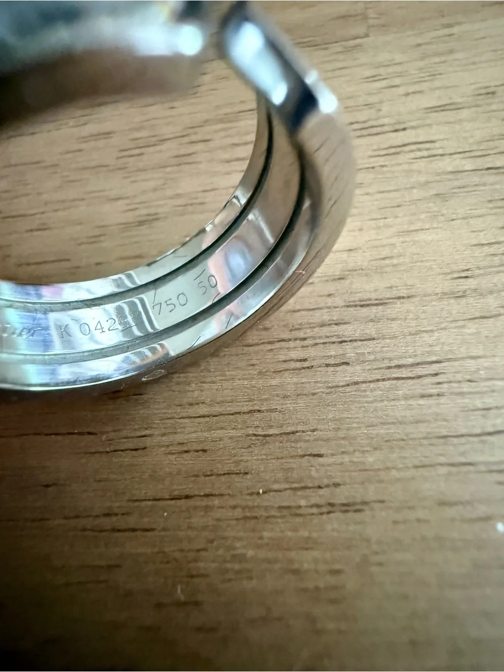 Cartier Vintage C de Cartier 18k White Gold Ring size 50